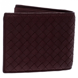 Bottega Veneta Burgundy Intreciatto Leather Bifold Wallet