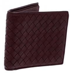 Bottega Veneta Burgundy Intreciatto Leather Bifold Wallet
