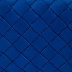 Pre Owned Bottega Veneta Blue Intrecciato Leather Bifold Card Holder