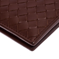 Pre Owned Bottega Veneta Brown Intrecciato Leather Bifold Wallet