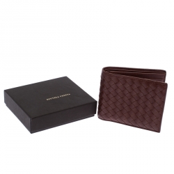 Pre Owned Bottega Veneta Brown Intrecciato Leather Bifold Wallet