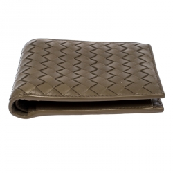 Bottega Veneta Olive Green Intrecciato Leather Bifold Wallet