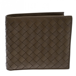 Bottega Veneta Olive Green Intrecciato Leather Bifold Wallet