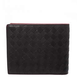 Bottega Veneta Black Intrecciato Leather Bi-Fold Wallet