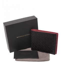 Bottega Veneta Black Intrecciato Leather Bi-Fold Wallet