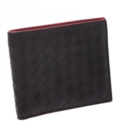 Bottega Veneta Black Intrecciato Leather Bi-Fold Wallet