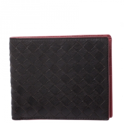 Bottega Veneta Black Intrecciato Leather Bi-Fold Wallet