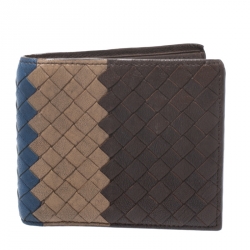 Bottega Veneta Tricolor Intrecciato Leather Bifold Wallet