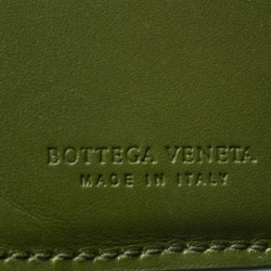 Bottega Veneta Green Intrecciato Leather Bifold Wallet