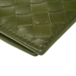Bottega Veneta Green Intrecciato Leather Bifold Wallet