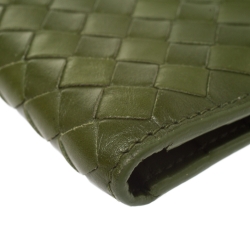 Bottega Veneta Green Intrecciato Leather Bifold Wallet