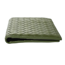Bottega Veneta Green Intrecciato Leather Bifold Wallet