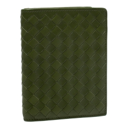 Bottega Veneta Green Intrecciato Leather Bifold Wallet