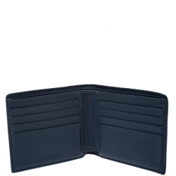 Bottega Veneta Blue Intrecciato Leather and Crocodile Bifold Wallet