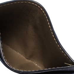 Pre Owned Bottega Veneta Blue Intrecciato Leather Card Holder