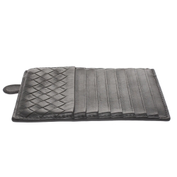 Bottega Veneta Gris Tarmac Intrecciato Leather Card Holder 8CC