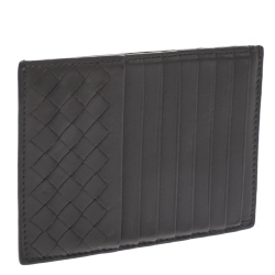 Bottega Veneta Gris Tarmac Intrecciato Leather Card Holder 8CC