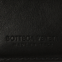 Pre Owned Bottega Veneta Black Intrecciato Leather Trifold Wallet