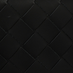 Pre Owned Bottega Veneta Black Intrecciato Leather Trifold Wallet