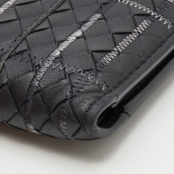 Pre Owned Bottega Veneta Black Intrecciato Leather Bifold Wallet