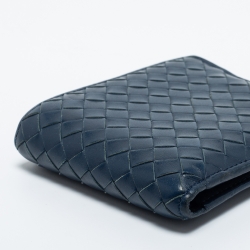 Bottega Veneta Blue Intrecciato Leather Bifold Wallet