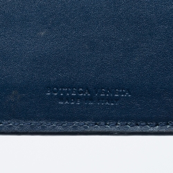 Bottega Veneta Blue Intrecciato Leather Bifold Wallet