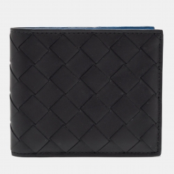 Pre Owned Bottega Veneta Black Intrecciato Leather Bifold Wallet