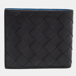 Pre Owned Bottega Veneta Black Intrecciato Leather Bifold Wallet