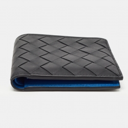 Pre Owned Bottega Veneta Black Intrecciato Leather Bifold Wallet