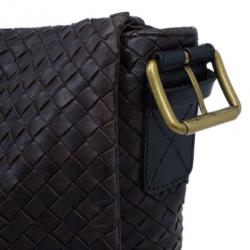 مملوكة مسبقًا Bottega Veneta Brown Moro Intrecciato Leather Large Crossbody Messenger