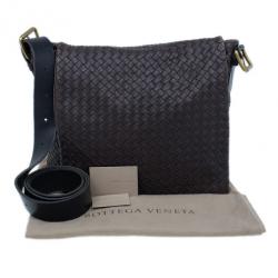 مملوكة مسبقًا Bottega Veneta Brown Moro Intrecciato Leather Large Crossbody Messenger
