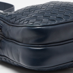 Bottega Veneta Blue Intrecciato Leather Messenger Bag