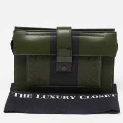 Bottega Veneta Green Intrecciato Leather Zip Pouch