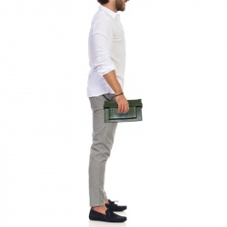 Bottega Veneta Green Intrecciato Leather Zip Pouch