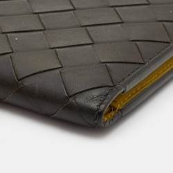 Bottega Veneta Dark Green Intrecciato Leather Bifold Wallet