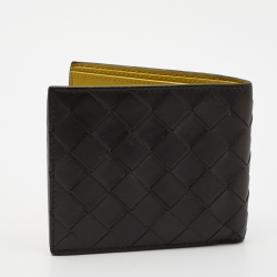 Bottega Veneta Dark Green Intrecciato Leather Bifold Wallet
