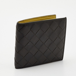 Bottega Veneta Dark Green Intrecciato Leather Bifold Wallet