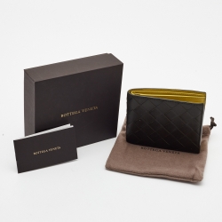 Bottega Veneta Dark Green Intrecciato Leather Bifold Wallet