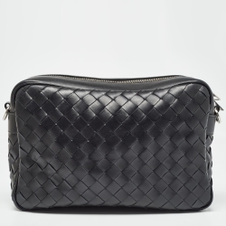 Bottega Veneta Black Intrecciato Leather Arco Camera Crossbody Bag