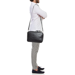 Bottega Veneta Black Intrecciato Leather Arco Camera Crossbody Bag