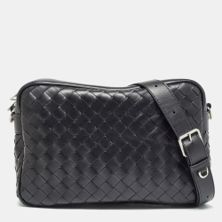 Bottega Veneta Black Intrecciato Leather Arco Camera Crossbody Bag