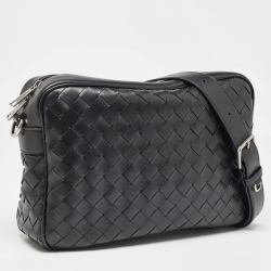 Bottega Veneta Black Intrecciato Leather Arco Camera Crossbody Bag