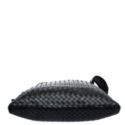 Pre Owned Bottega Veneta Black Intrecciato Leather Messenger Bag