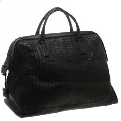 Bottega Veneta Dark Brown Intrecciato Leather Weekender Bag