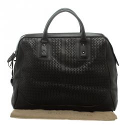 Bottega Veneta Dark Brown Intrecciato Leather Weekender Bag