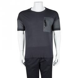 Bottega Veneta Grey Jersey Zip Detail T-Shirt L