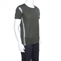 Bottega Veneta Green Jersey Contrast Perforated Knit Trim T-Shirt M