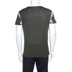 Bottega Veneta Green Jersey Contrast Perforated Knit Trim T-Shirt M