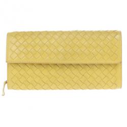 Pre Owned Bottega Veneta Banane Intrecciato Continental Wallet