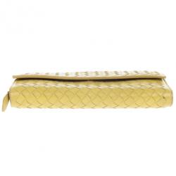 Pre Owned Bottega Veneta Banane Intrecciato Continental Wallet